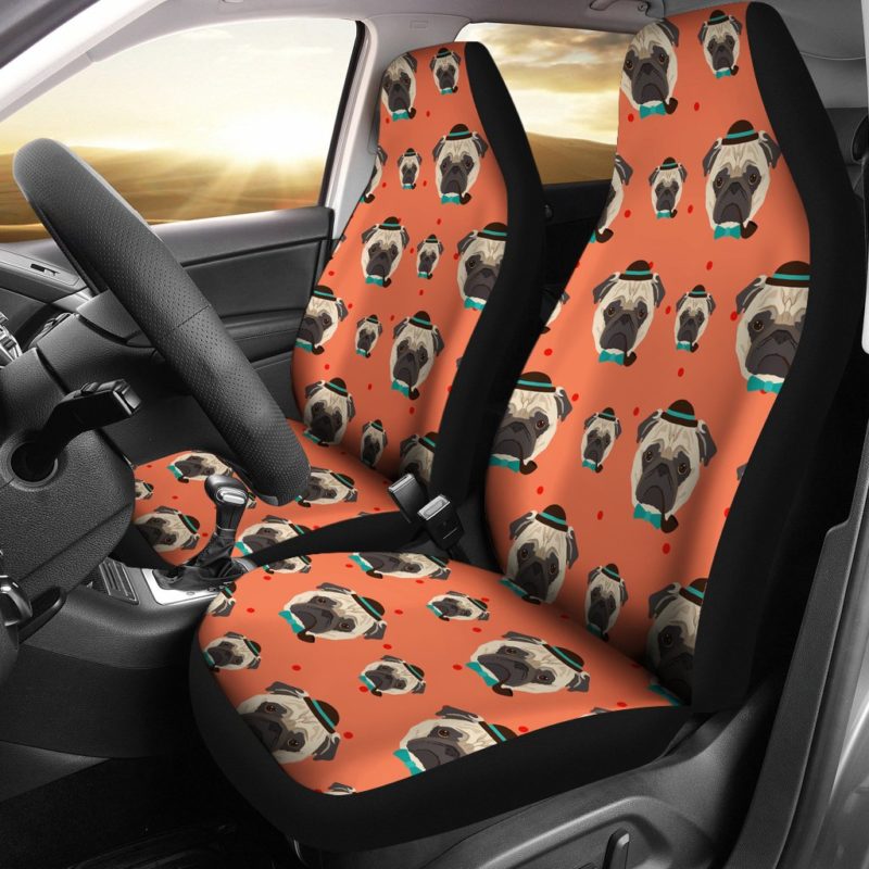 Hipster Pug Car Seat Covers (set of 2)