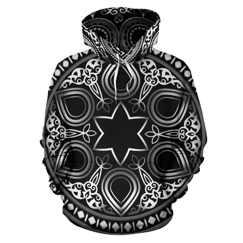 Lovely Boho Mandala Light Blue Design Pullover Hoodie