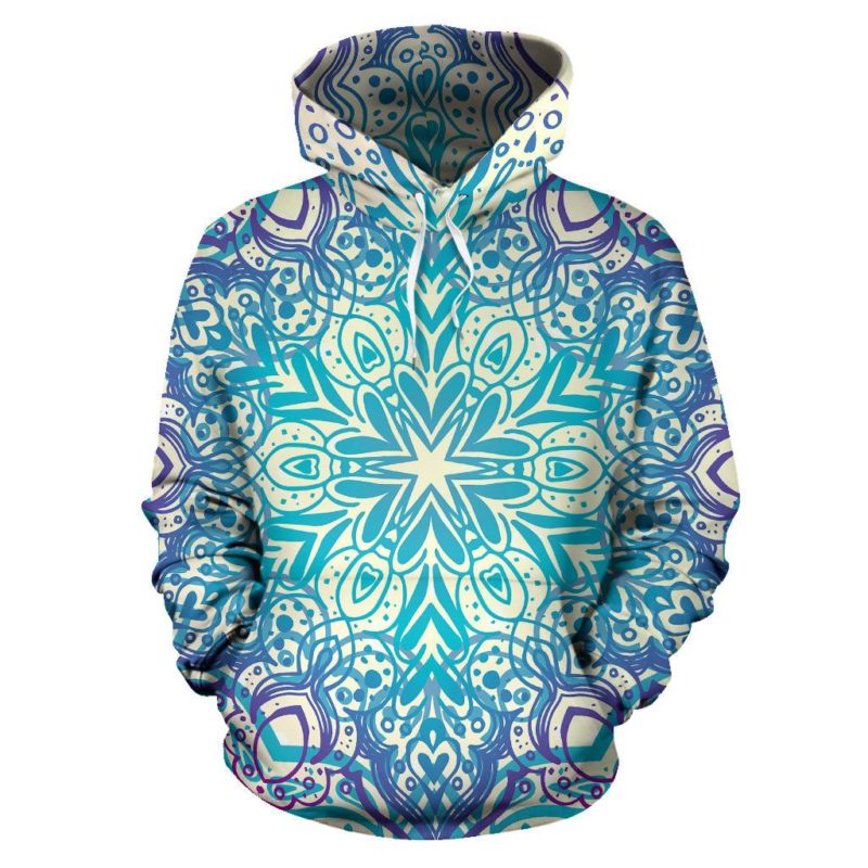 Lovely Boho Mandala Orange & Brown Design Pullover Hoodie