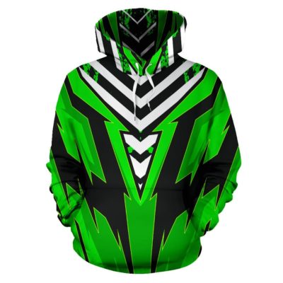 Racing Urban Style Green & White Stripes Vibes Pullover Hoodie