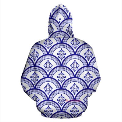 Amazing Traditional White & Blue Ornaments Vibes Three Pullover Hoodie