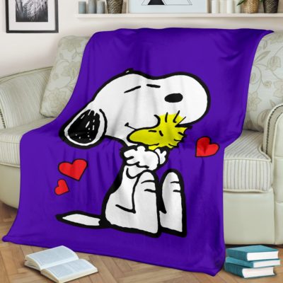 Purple Snoopy and Woodstock - Premium Blanket