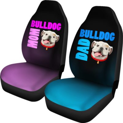 Bulldog Mom & Dad Car Seat Covers (set of 2) - bulldog bestseller Car Seat Covers (set of 2)