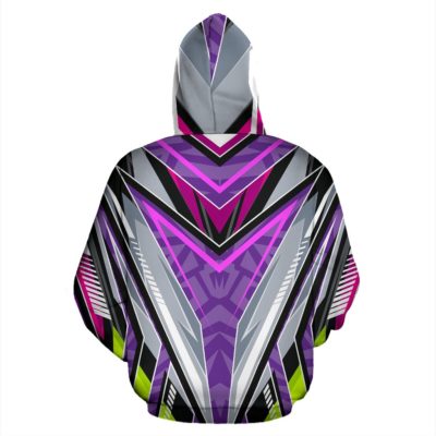 Racing Style White & Pink Stripes Vibes Pullover Hoodie