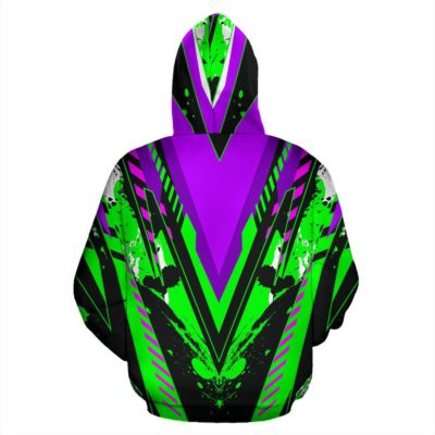 Racing Style Purple & Neon Green Vibes Pullover Hoodie
