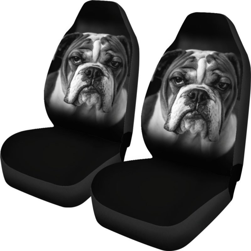 Resting Bulldog Face Car Seat Covers (set of 2) - bulldog bestseller Car Seat Covers (set of 2)