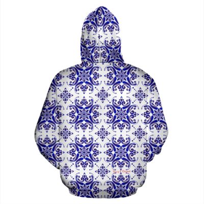 Amazing Traditional White & Blue Ornaments Vibes Two Pullover Hoodie