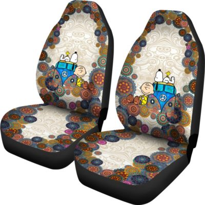 Snoopy On VW Bus - Car Seat Covers (set of 2)