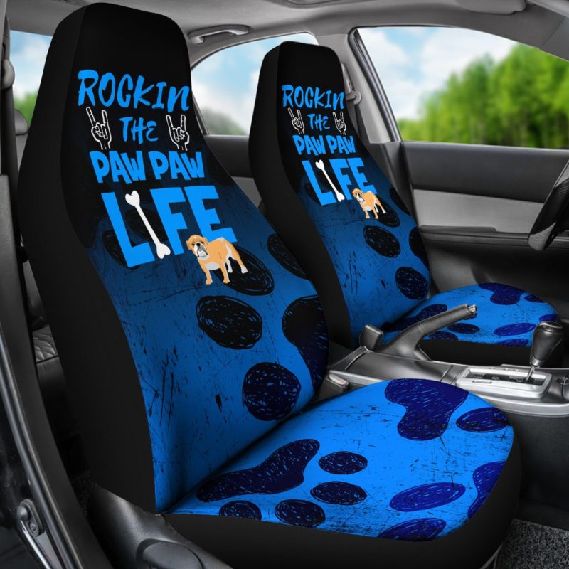 Rockin Paw Paw Life Bulldog Car Seat Covers - bulldog bestseller Car Seat Covers (set of 2)