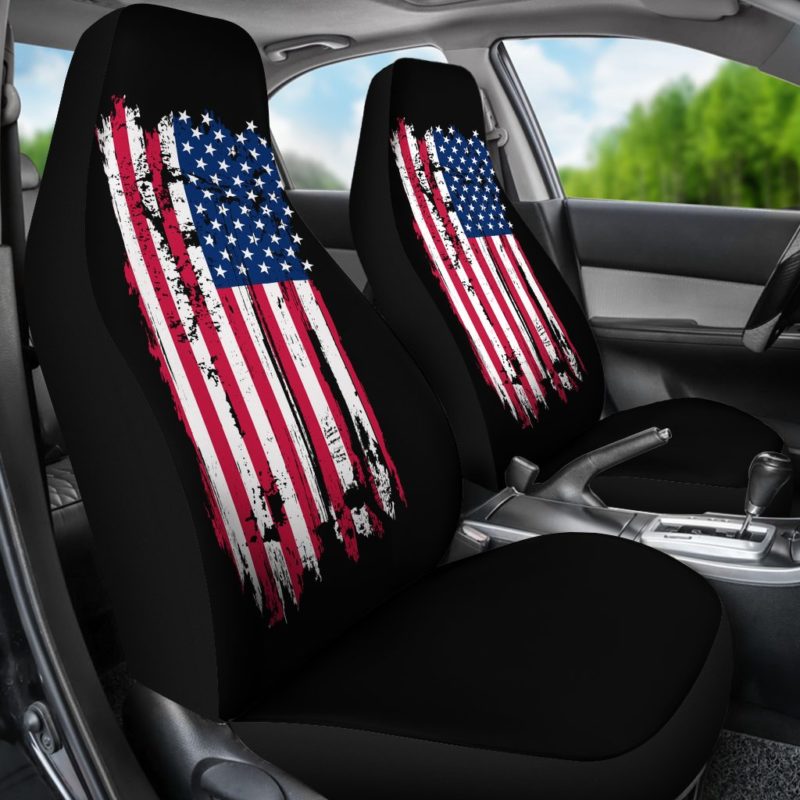 American Flag on Black - Car Seat Covers (set of 2)