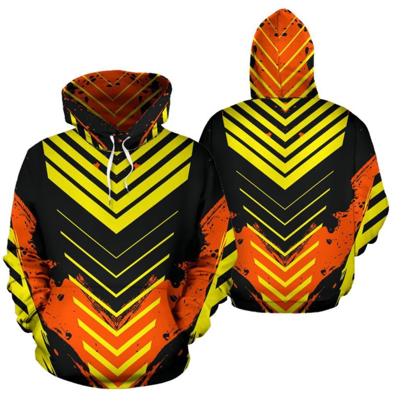 Racing Urban Style Black & Yellow Stripes Vibes Pullover Hoodie
