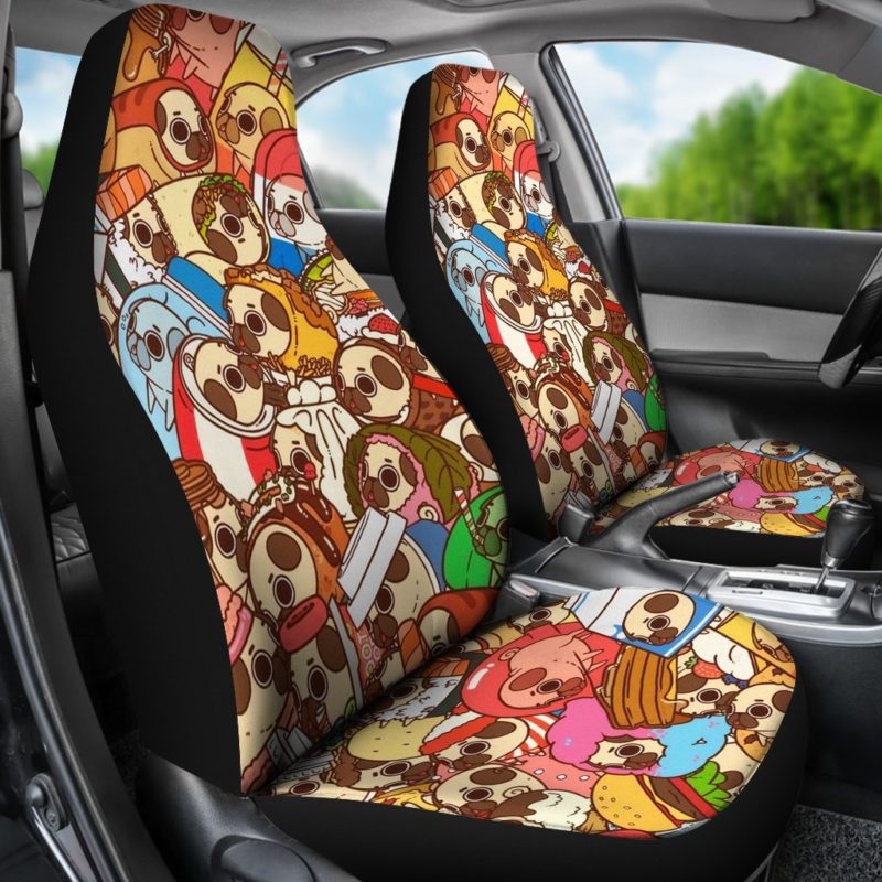 Cartoon Pugs Car Seat Covers (set of 2)