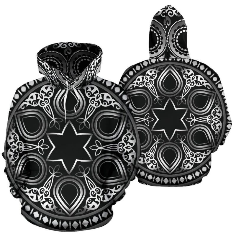 Lovely Boho Mandala Light Blue Design Pullover Hoodie