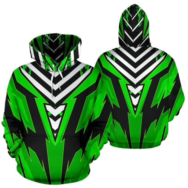 Racing Urban Style Green & White Stripes Vibes Pullover Hoodie
