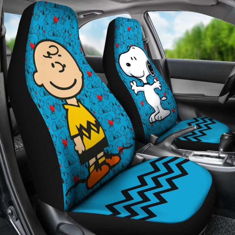Charlie & Snoopy Aqua Blue - Car Seat Covers (set of 2)
