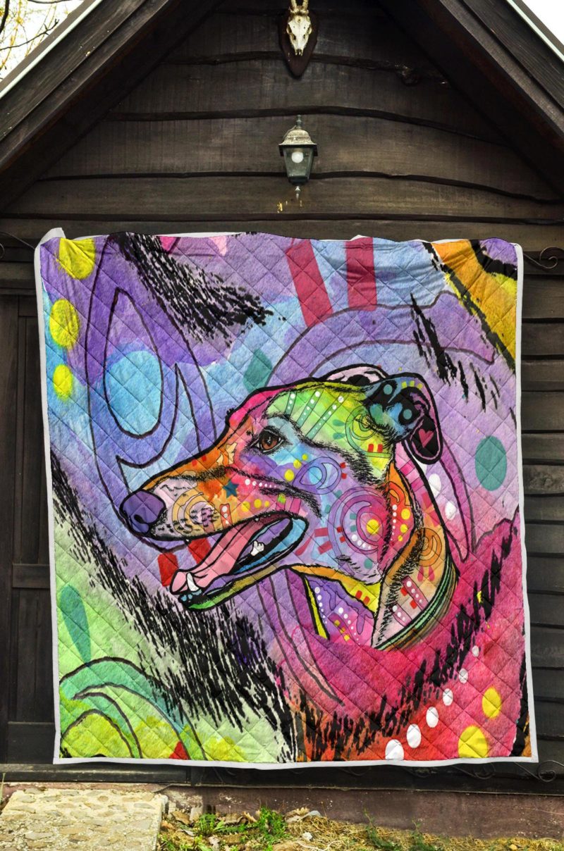 Greyhound Premium Quilt - Dean Russo Art Bedding Set