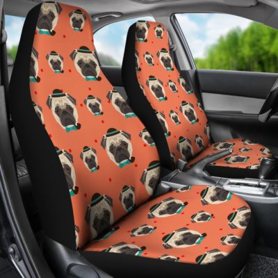 Hipster Pug Car Seat Covers (set of 2)