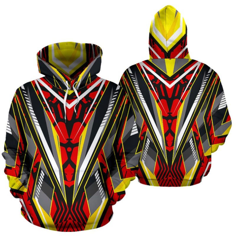 Racing Style Yellow & Grey Special Stripes Vibes Pullover Hoodie