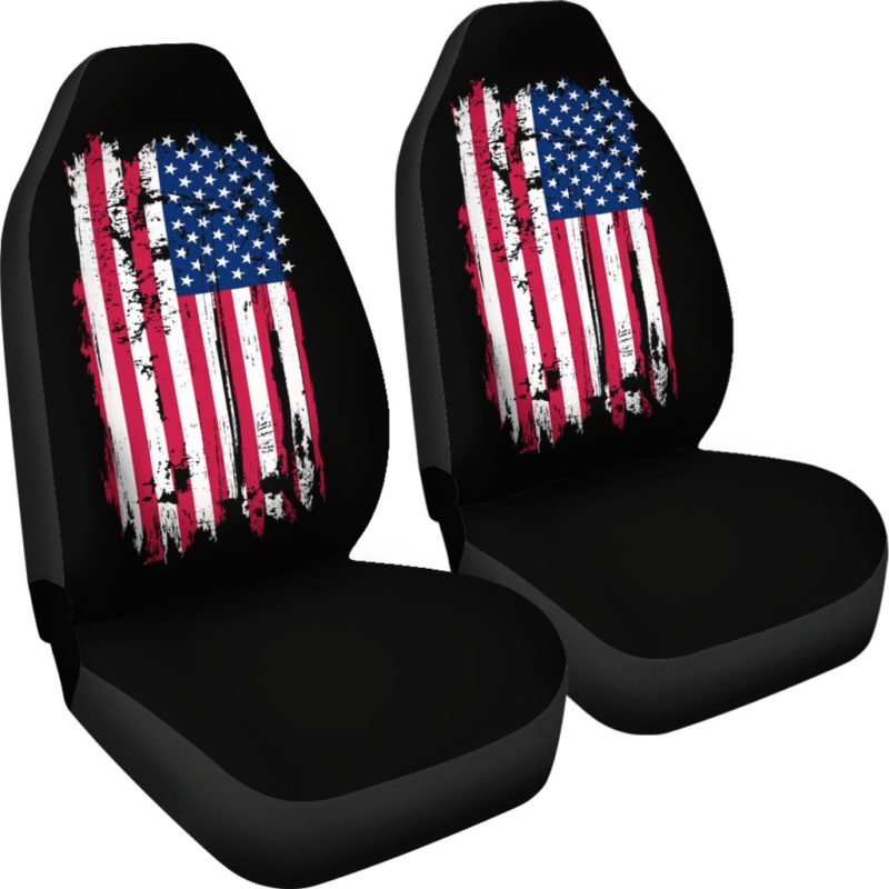 American Flag on Black - Car Seat Covers (set of 2)