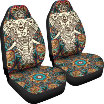 Boho Mandala Elephant Car Seat Covers (set of 2)