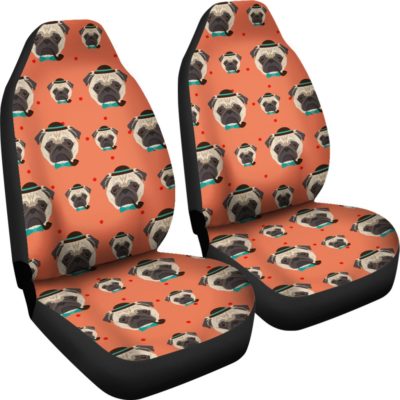 Hipster Pug Car Seat Covers (set of 2)