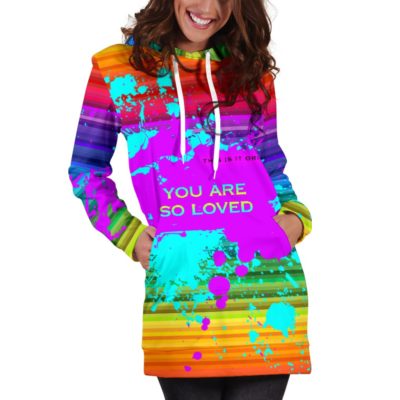 Rave Tie Dye design with mushroom and crazy skull Four Pullover Hoodie