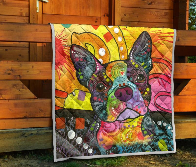 Boston Terrier Premium Quilt - Dean Russo Art Bedding Set