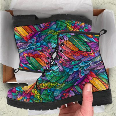 Bohemian Feather Leather Boots