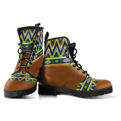 Bohemian Pattern Brown Leather Boots