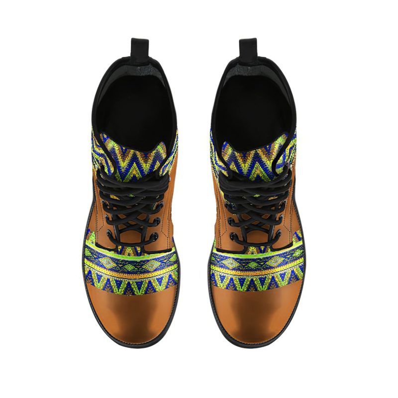 Bohemian Pattern Brown Leather Boots