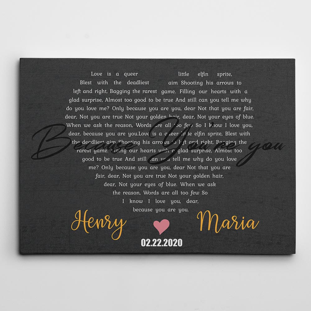 Heart Shaped Song Lyrics Custom Canvas Print