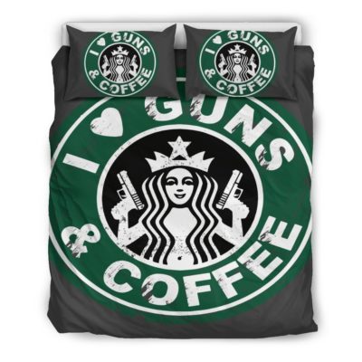 I love Gun and Coffee Bedding Set
