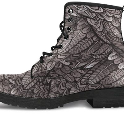 Bohemian Feather Brown Leather Boots