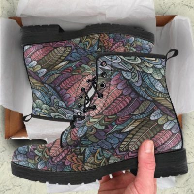 Bohemian Feather Multicolor Leather Boots