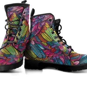 Bohemian Feather Color Leather Boots