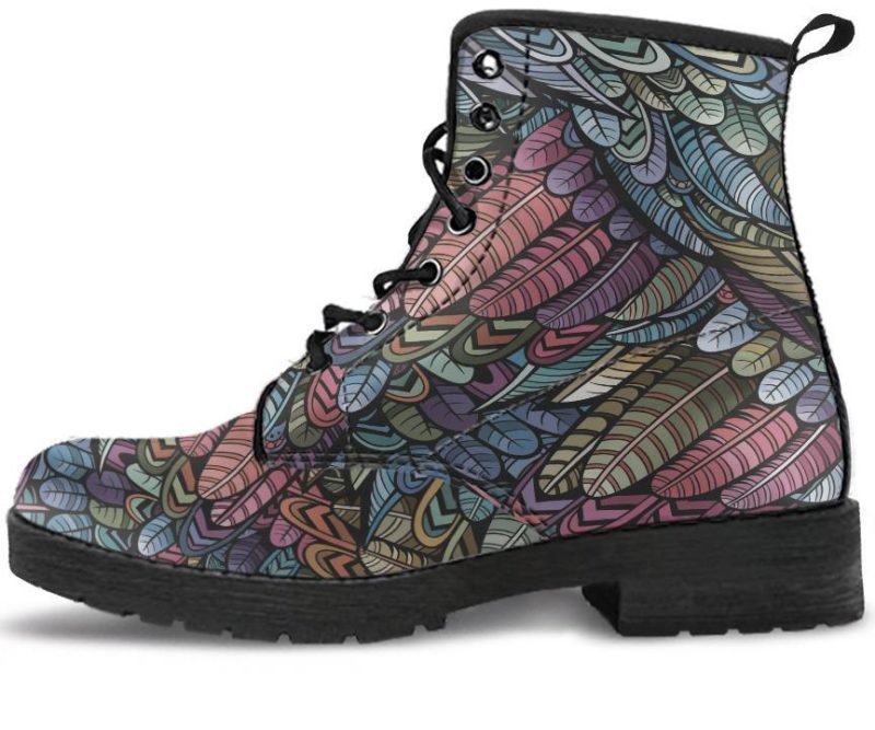 Bohemian Feather Multicolor Leather Boots