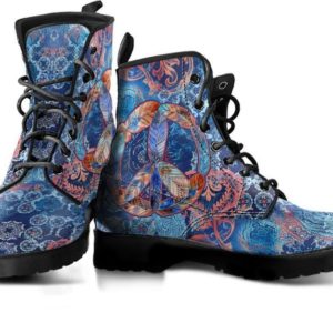 Bohemian Peace Feather Leather Boots