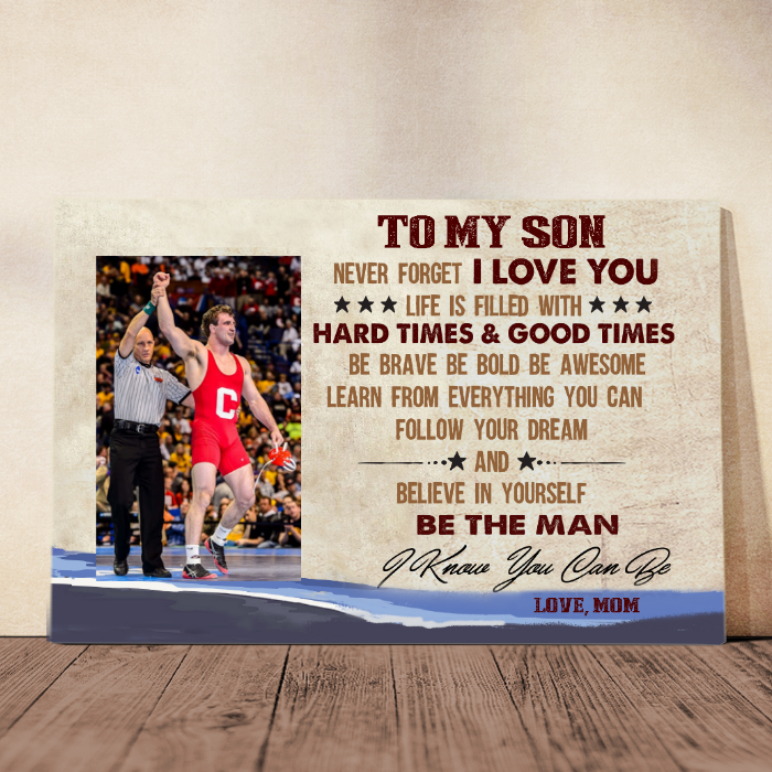 Personalized Photo Text Wrestling Son Canvas