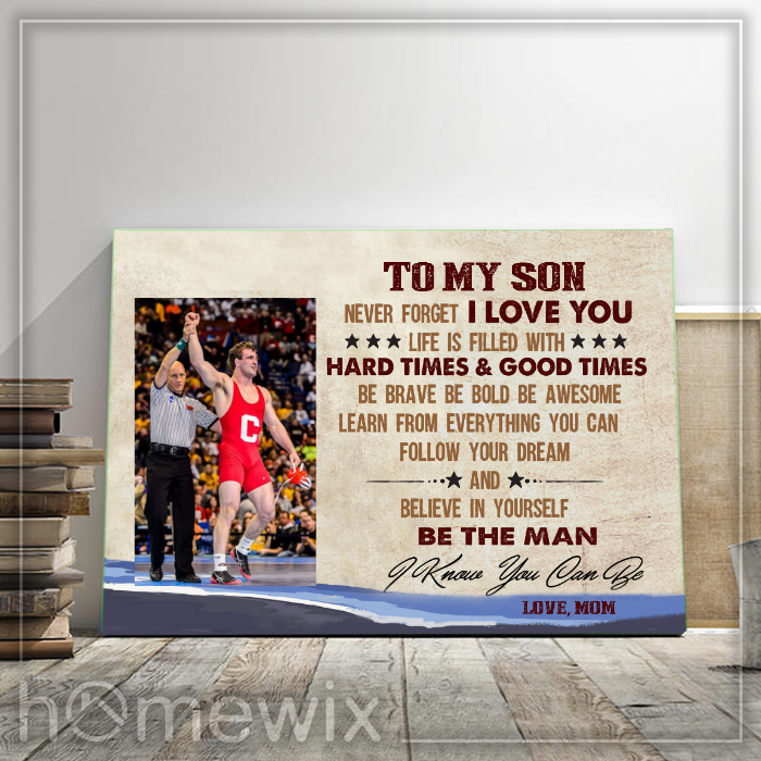 Personalized Photo Text Wrestling Son Canvas