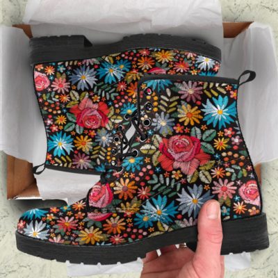 Bohemian Floral Leather Boots