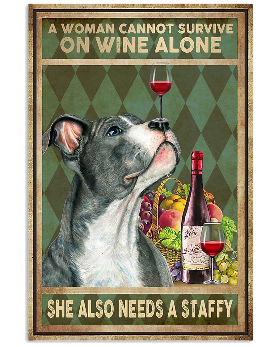 WOMAN ALSO NEEDS STAFFORDSHIRE BULL TERRIER DOG Poster Canvas Art ...