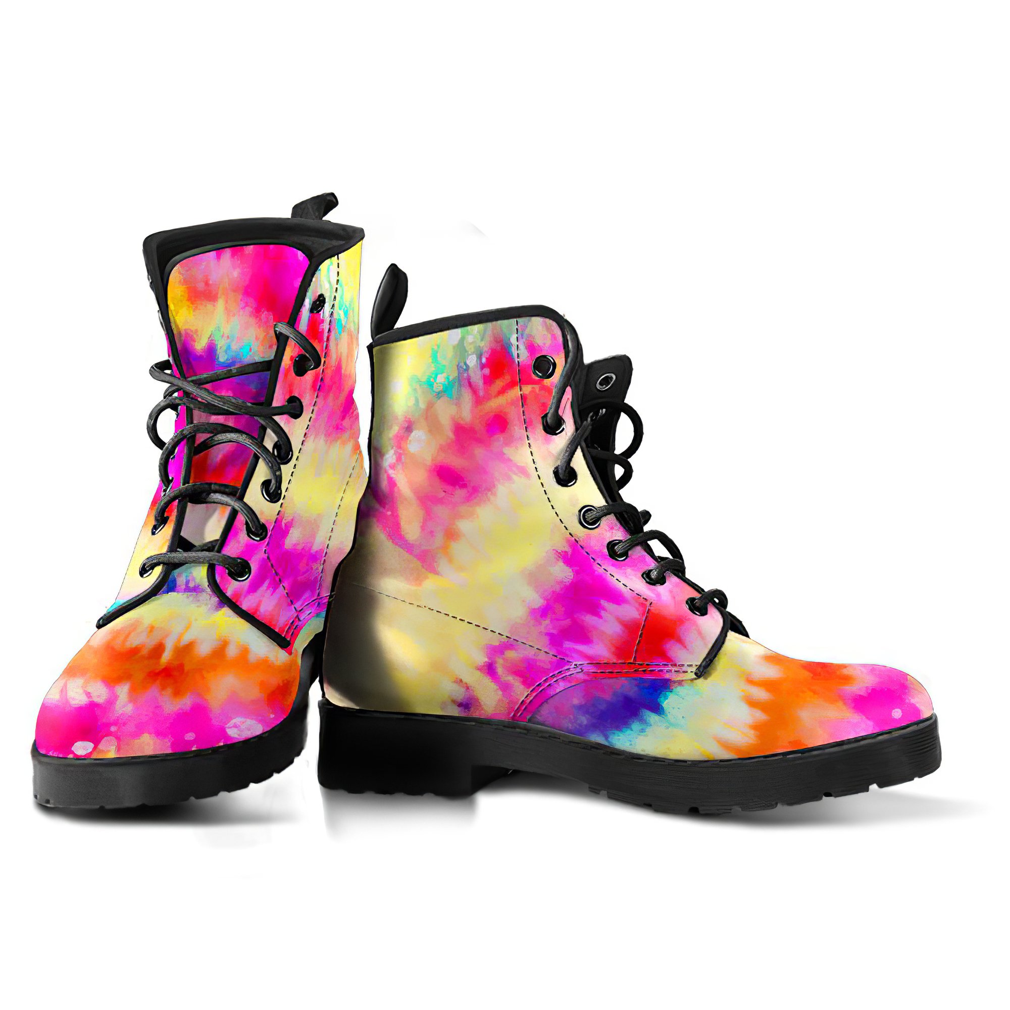 Colorful Tie Dye Splash Leather Boots - Art Hoodie