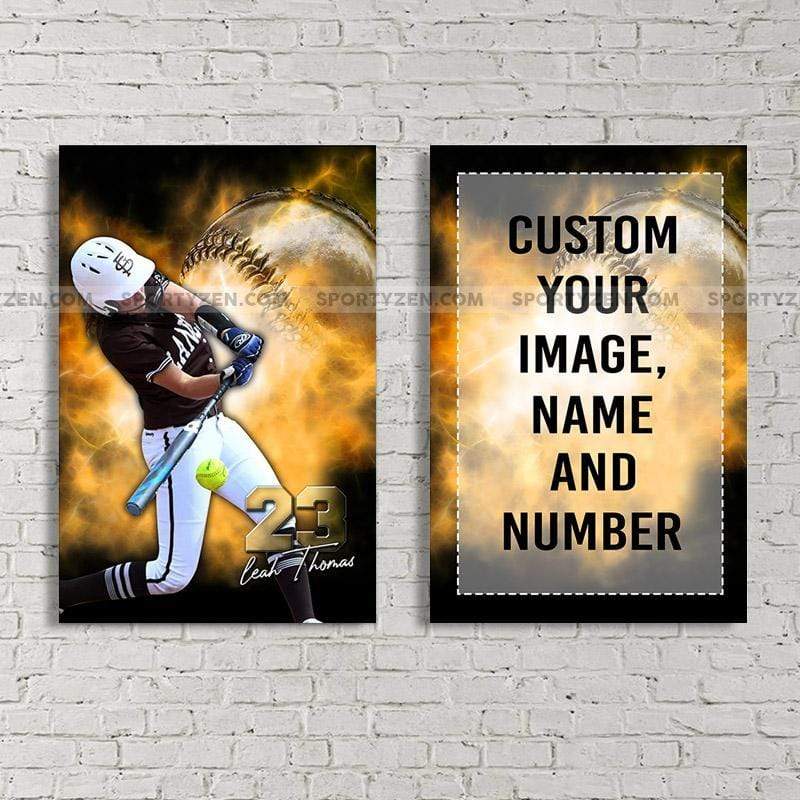 Custom Softball Player Canvas Prints Player with Your Photo #0306h