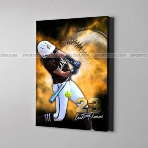 Custom Softball Player Canvas Prints Player with Your Photo #0306h