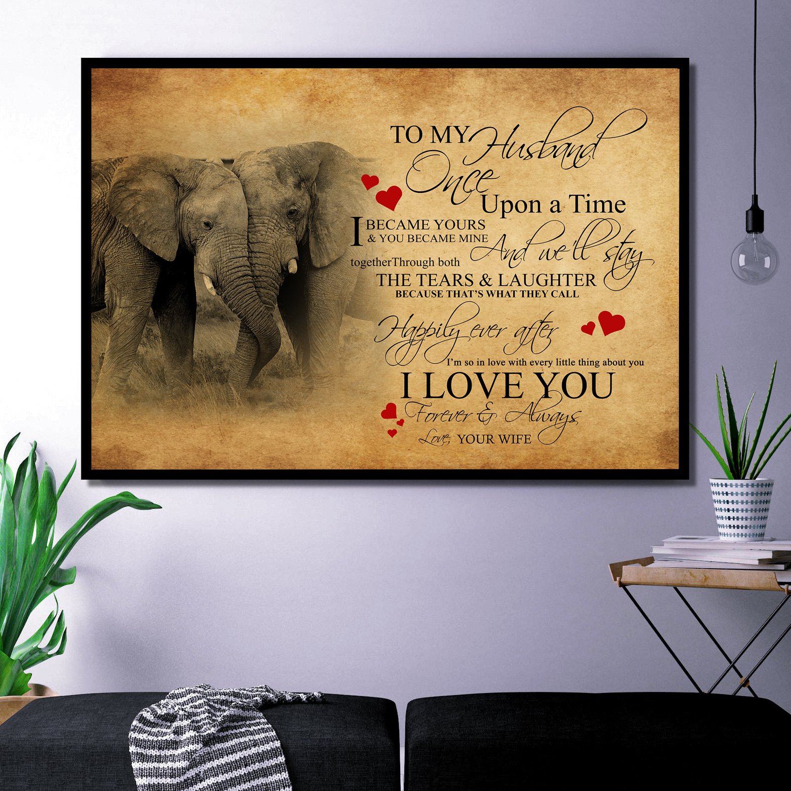 Elephant To My Husband Canvas
