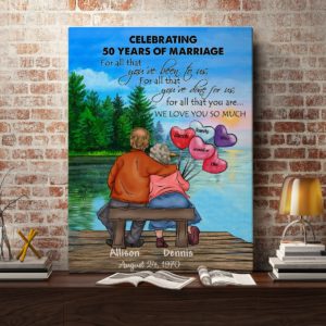 Celebrating Wedding Anniversary - Personalized anniversary gifts ideas for mom couple presents for golden wedding memorial custom gift canvas