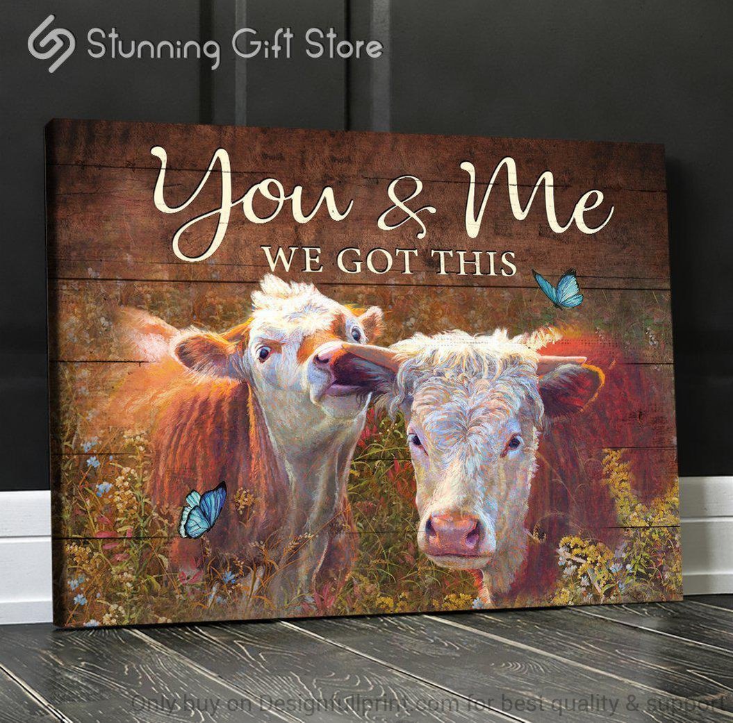 Cow Love Gorgeous Calves Poster Canvas Farmhouse Gift Idea For Farmer Couple Horizontal Poster Canvas or Wall Art Poster Canvas LN Couple Deer Poster Canvas First Valentine Gift For Him Valentine Gift