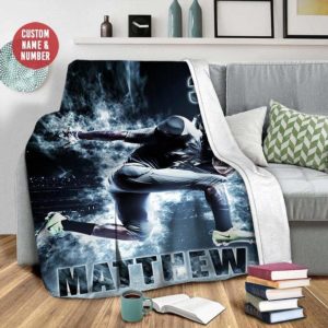 Custom Blankets Football Player Smoke With Name and Number #1009L