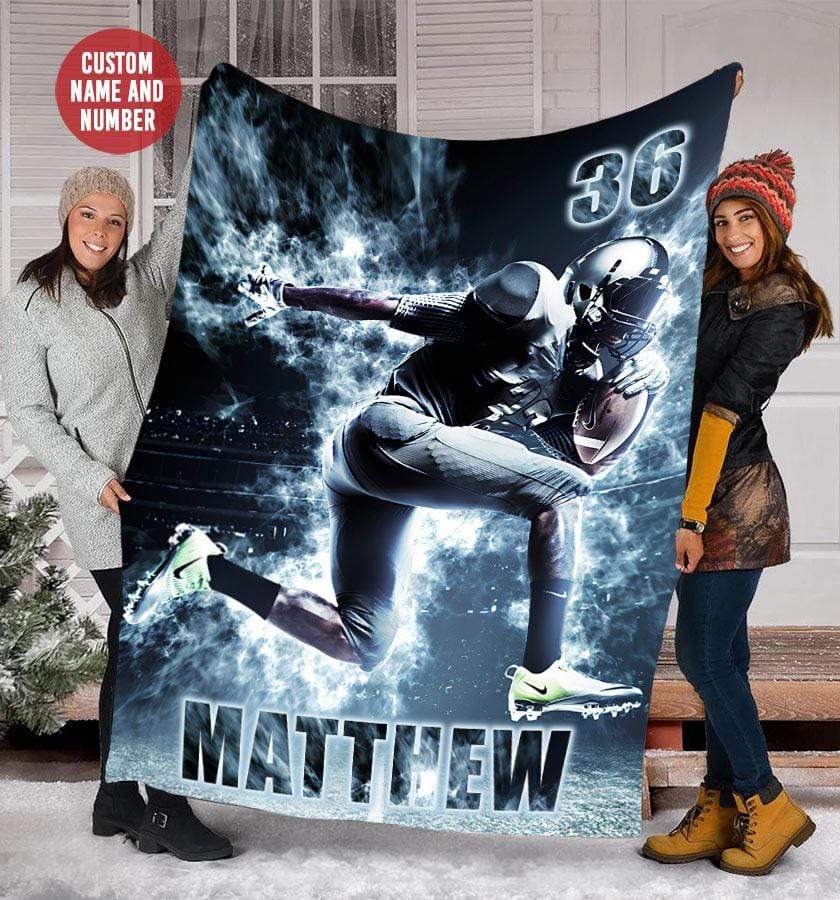 Custom Blankets Football Player Smoke With Name and Number #1009L