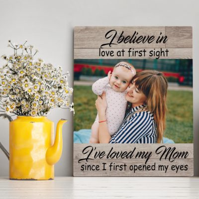 Custom personalized photo to canvas prints wall art Mother's day gifts idea, pictures on canvas Christmas, birthday presents for daughter & son - Mom My First Love